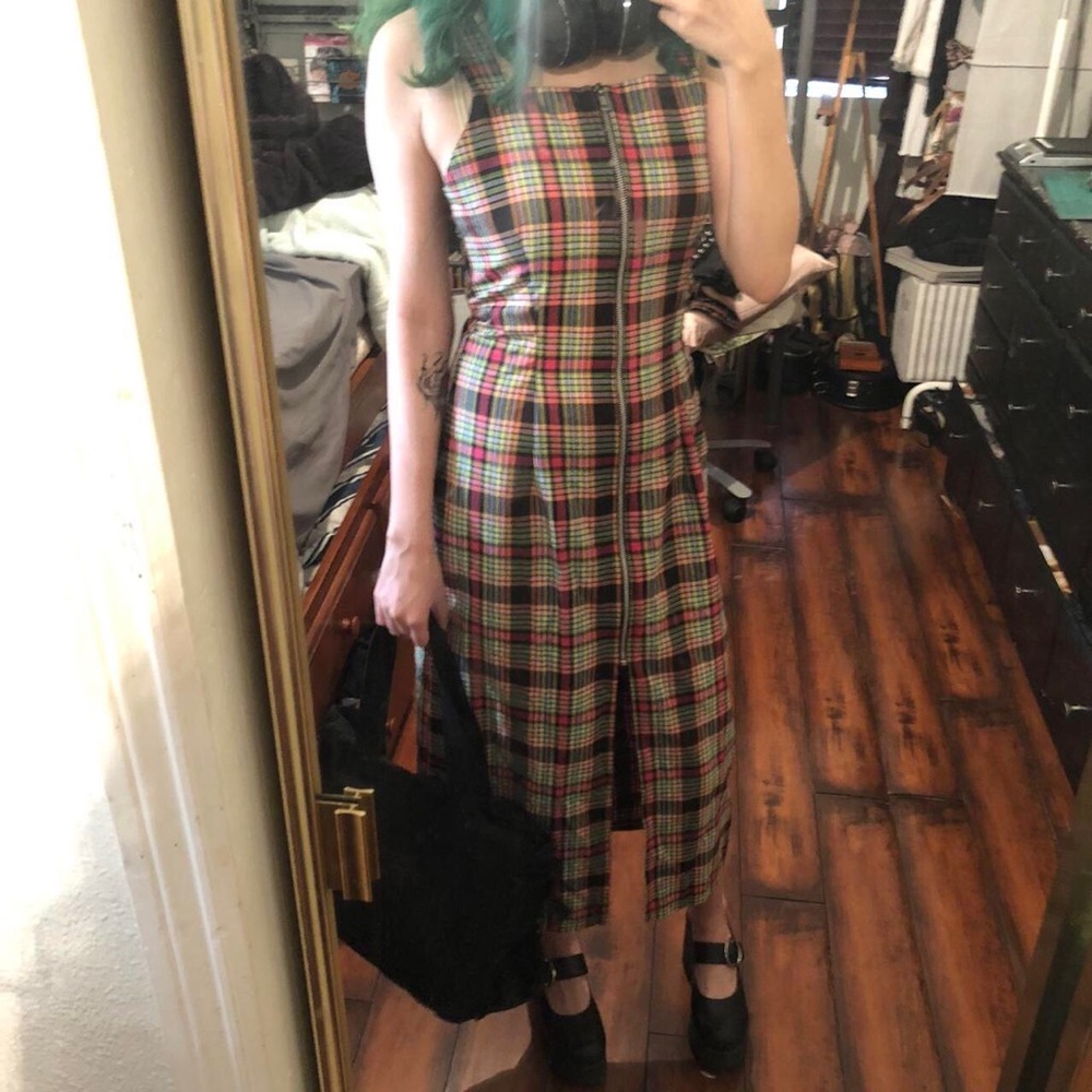 punky maxi dress w unique rainbow color way by ragged priest size s